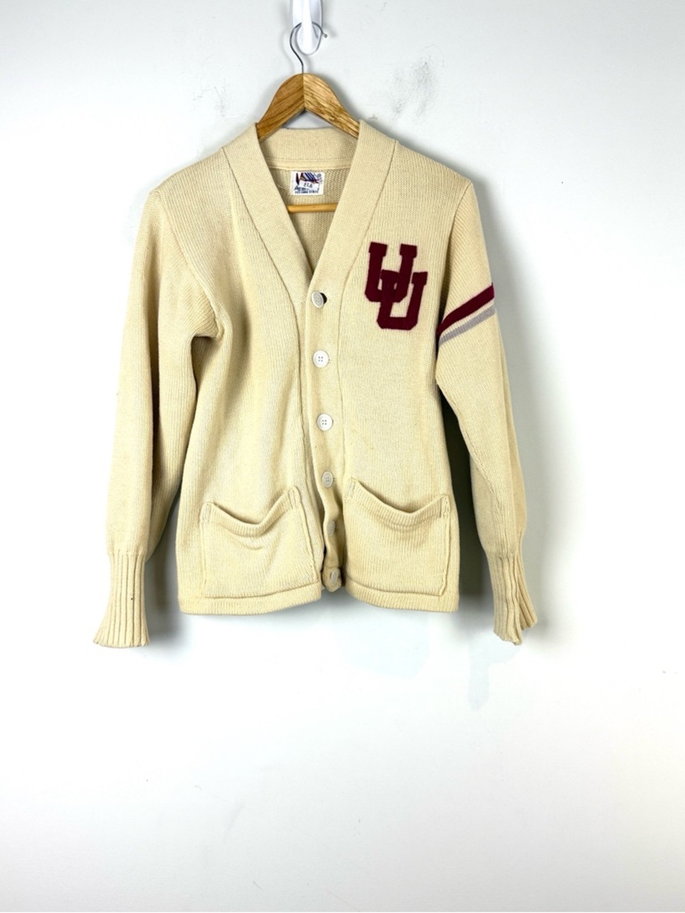 Vintage letterman cardigan sweater Cream Size Small